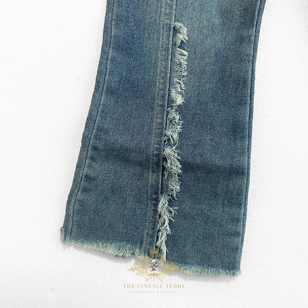 NWT Cute Girls Denim Jeans Straight Leg Elastic Waistband Med Stone Wash Blue 5T